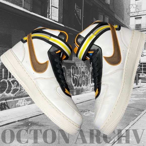 Size 12 Riccardo Tisci x Nike Air Force 1 Mid SP 'White Baroque Brown' Pre-owned - Picture 6 of 10